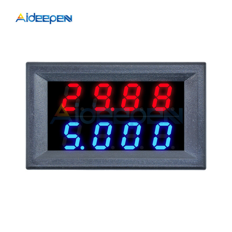 0.28 인치 디지털 전압계 전류계 4 비트 5 전선 dc 100 v 200 v 10a 전압 전류 측정기 전원 공급 장치 빨간색 파란색 led 이중 디스플레이