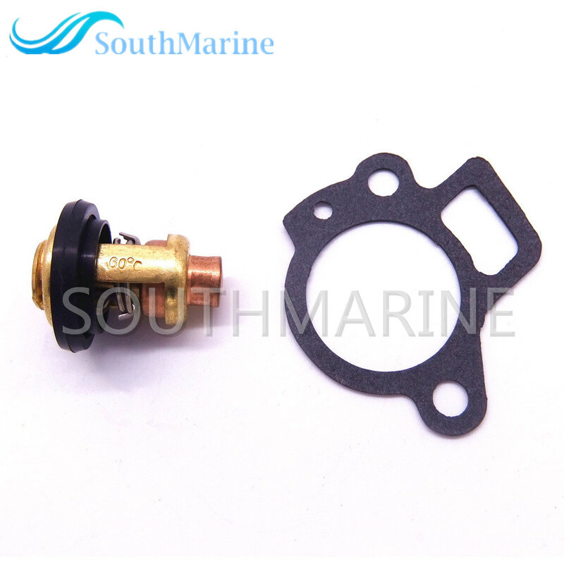 Boat Engine Thermostat 825212 825212001 and Gasket 27-824853 824853 for Mercury 8HP 9.9HP 15HP 25HP 30HP 40HP 4-Stroke