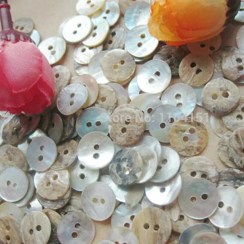 100 pcs/lot  10mm fashion natural White mother of pearl shell button with 2 holes shirt button Sewing Scrapbooking