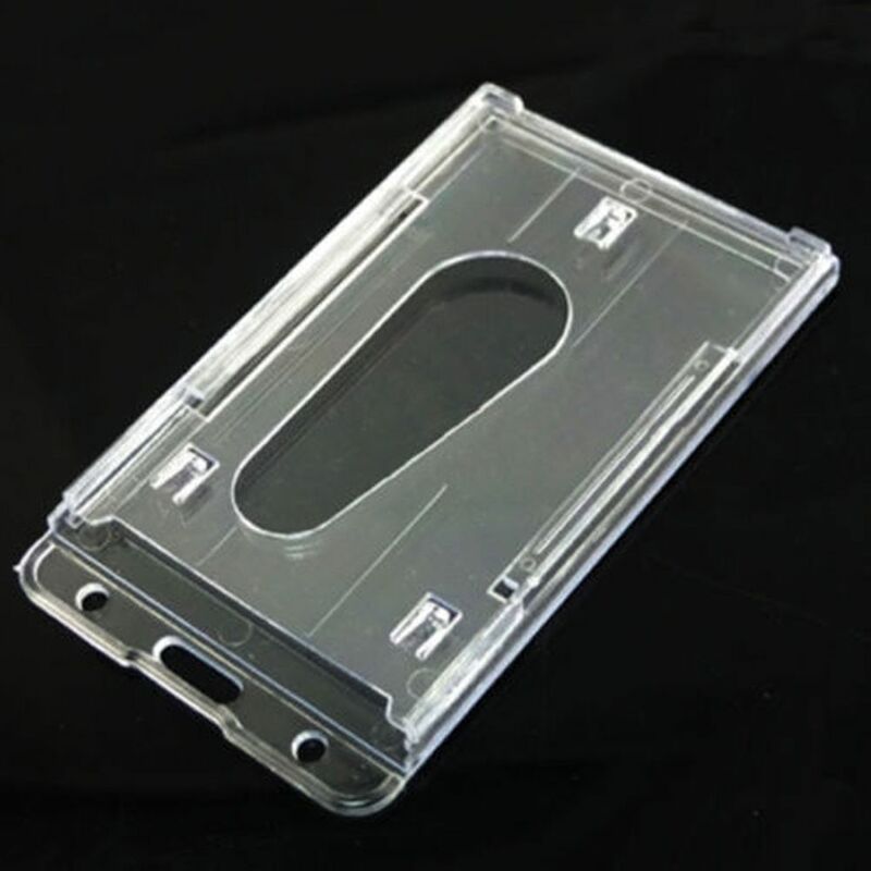 Portatarjetas de diseño Vertical portátil, portatarjetas transparente de doble cara, plástico duro, práctico