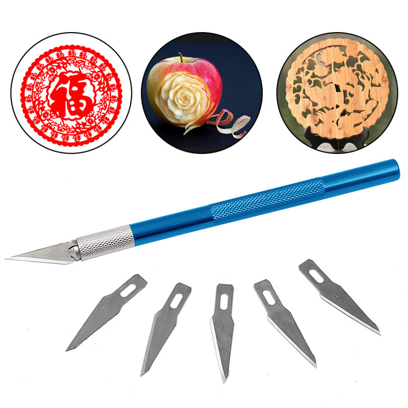 6 Blades Craft Artwork Engraving DIY Cutter Set Model Repairing Multipurpose Sculpture Scalpel Carving Knife