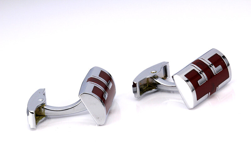 Cufflink jewelry 316L stainless steel fashion men's cufflinks rectangle shape Red cylinder business cuff links for men