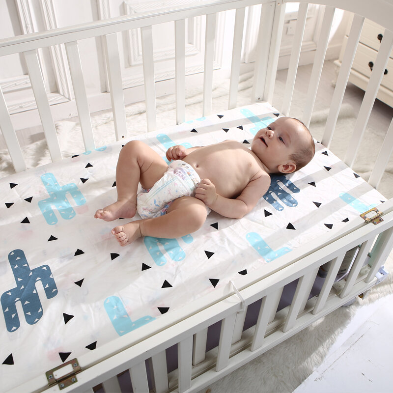 Простыня EGMAOBABY из 100% хлопка, мягкий матрас для детской кровати, защитный чехол, мультяшное постельное белье для новорожденных, размер 130*70 см