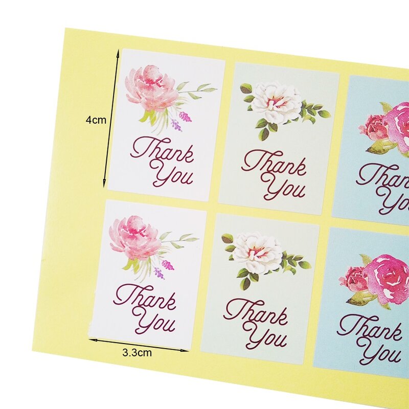 80 Buah/Lot Stiker Label Desain Bunga Stiker Segel Buku Tempel Terima Kasih untuk Hadiah Stiker Kertas Kue Label 4 Warna