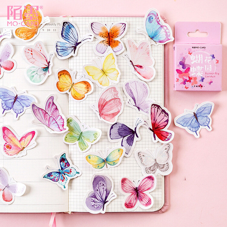 45pcs/pack Lovely Butterfly Label Stickers Set Decorative Stationery Craft Stickers Scrapbooking Diy Diary Album Stick Label