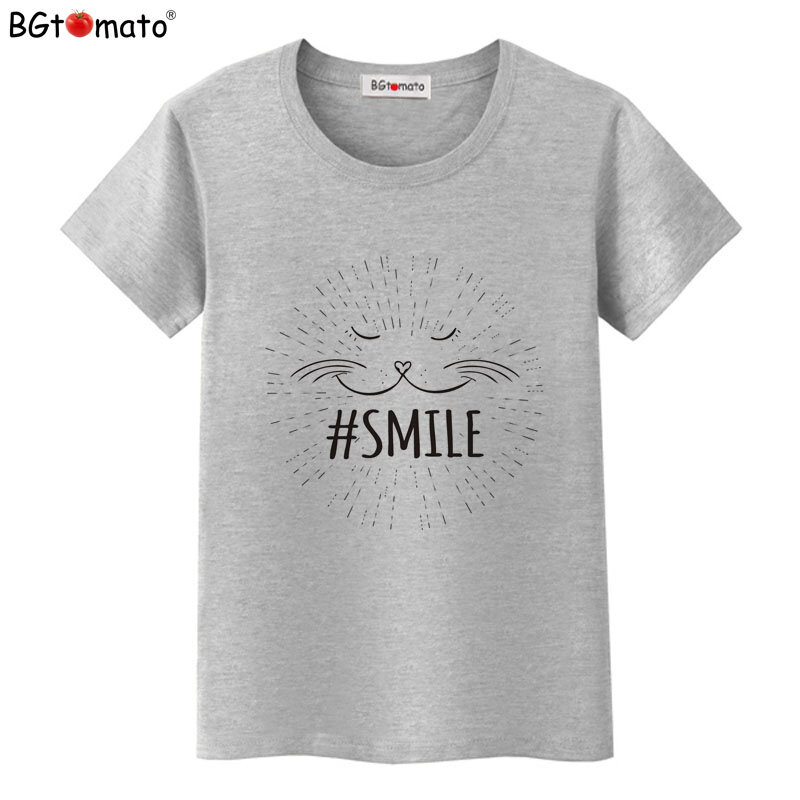 Футболка BGtomato потоотделяющая улыбку кошка, креативный дизайн, лидер продаж, рубашки, женские крутые летние новые модные топы, футболки