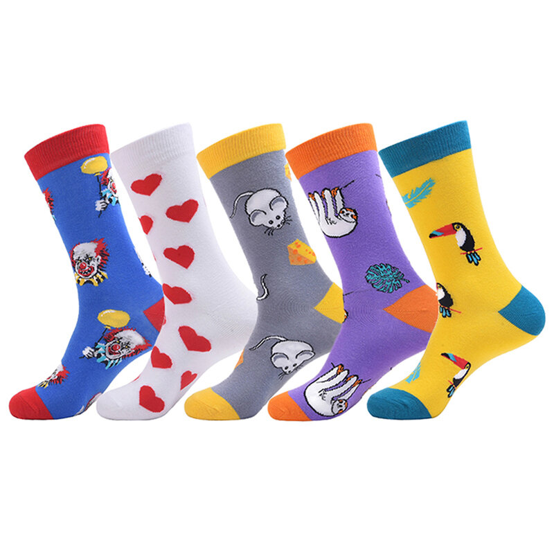 Nuevos calcetines callejeros de algodón con diseño de piña, pimiento, plátano, frutas y vegetales, flamenco, caballo, calcetines de tendencia, calcetines de colores divertidos para hombres y mujeres