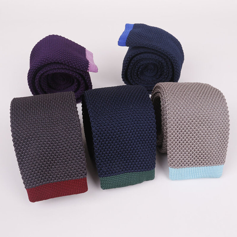 Men's Knit Tie Flat 5CM Color Matching Narrow Edition Men's Business Casual Necktie Neckcloth Neckwear Slim Tie Gifts for Men
