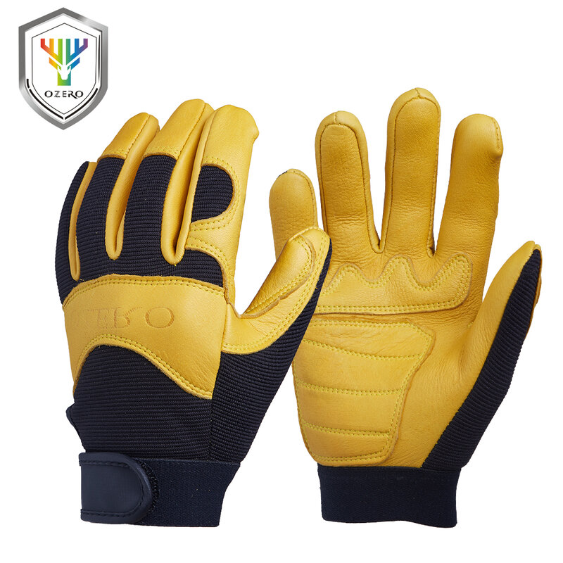 New Deerskin Men's Work Driver Gloves Leather Security Protection Wear Safety Workers Working Racing Moto Gloves For Men 8001