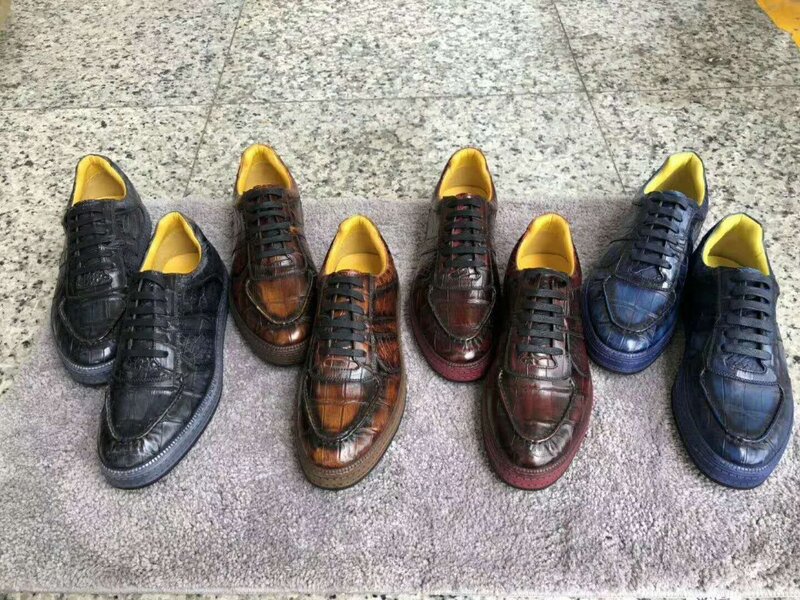 Новая модная мужская обувь из 100% натуральной кожи крокодила, с подкладкой из натуральной воловьей кожи, двухцветные туфли на плоской подошве для отдыха