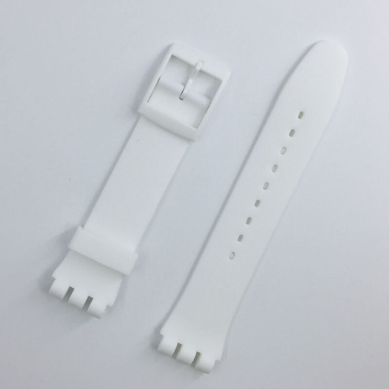 MR NENG Black Watchband for Swatch Strap Buckle For SWATCH Silicone Watch band 17mm 19mm 20mm Rubber Strap16MM Watch accessories