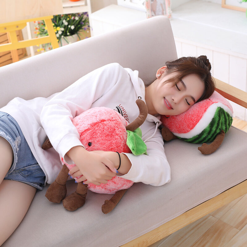 Cute Smile Cartoon Watermelon Cherry Plush Stuffed Dolls Toys Fruits Soft Summer Pillow Cushion Kids Girls Valentines Gifts