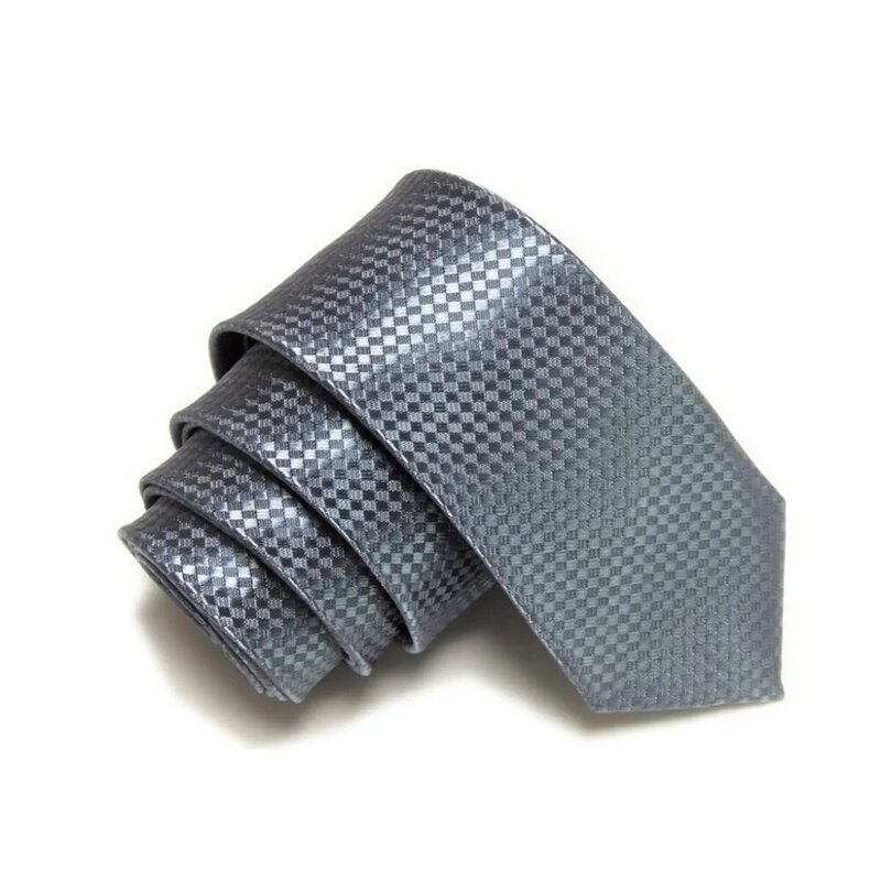 Gravata-corbatas delgadas para hombre, corbata ajustada a cuadros, de poliéster sólido
