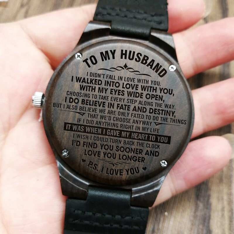 Reloj de madera grabado para mi marido, te encontrarás antes y te quiero más tiempo