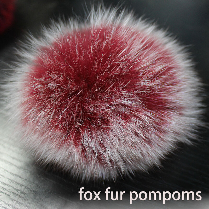 DIY 14-15CM Big Real Fox Fur Pompons Natural Fur Pompom Fluffy Pompom Ball Fur Pom Poms for Knitted Hats Caps beanies  keychain