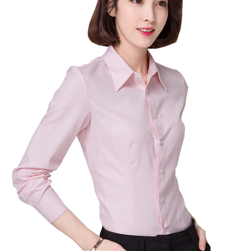 Camisa listrada de algodão para mulheres, camisa larga para mulheres de negócios, camisa de manga comprida de marca casual 2019, excelente qualidade