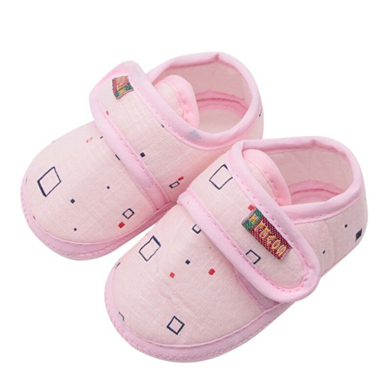 赤ちゃんと女の子のための綿の靴,0〜18ヶ月の男の子と女の子のための最初のステップのための柔らかい滑り止めの靴