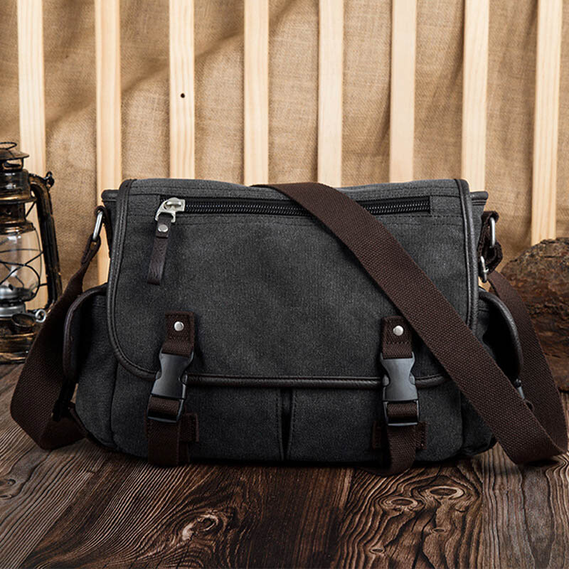 Vintage Men's Briefcases Shoulder Bag Travel Crossbody Bags Causal Canvas Messenger Bag Patchwork Multi-function Laptop XA237ZC