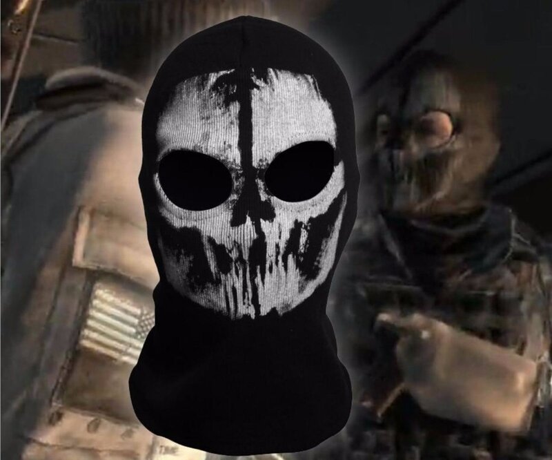 SzBlaZe marka COD duchy drukuj bawełna Stocking kominiarka Skullies czapki na Halloween gra wojenna Cosplay CS player nakrycia głowy