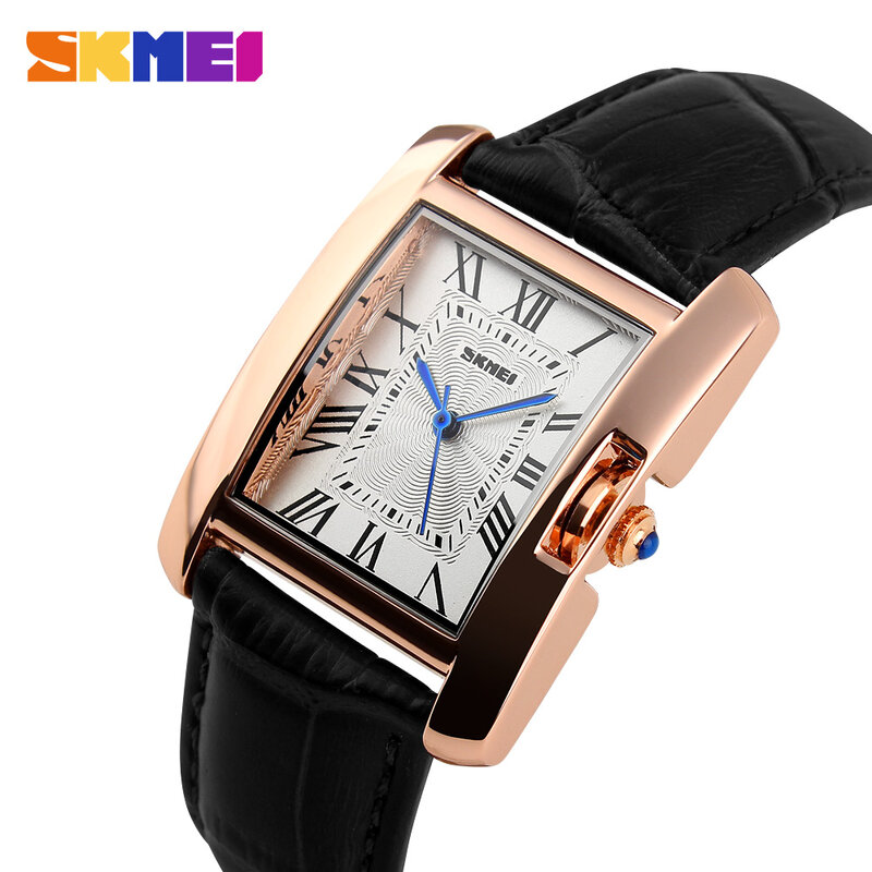 SKMEI-relojes de cuarzo de marca para mujer, reloj de pulsera de cuero Retro, resistente al agua, elegante, femenino