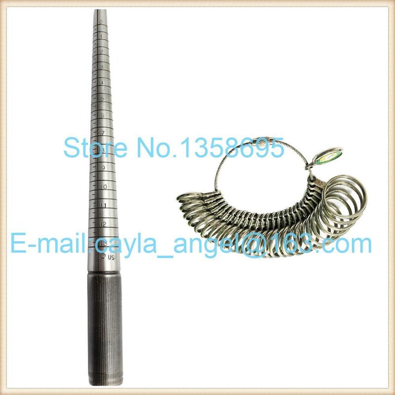 Formato 0-13 Anello di Metallo Sizer Stick e Mandrino di Monili Kit di Strumento di Dimensionamento