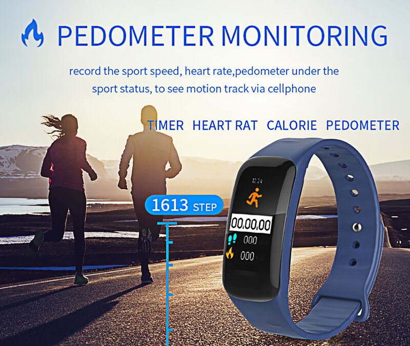 Pulsera inteligente H29 pantalla de color rastreador de Fitness IP67 reloj inteligente a prueba de agua presión arterial Monitor de frecuencia cardíaca para Android iOS