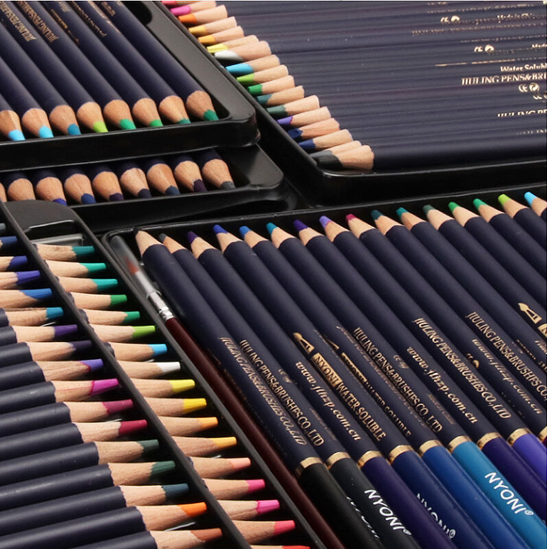 NYONI 12/24/36/48/72Colors Watercolor Pencils Set Drawing Colored Pencils Lapices De Colores Art Sketch Colour Pencil