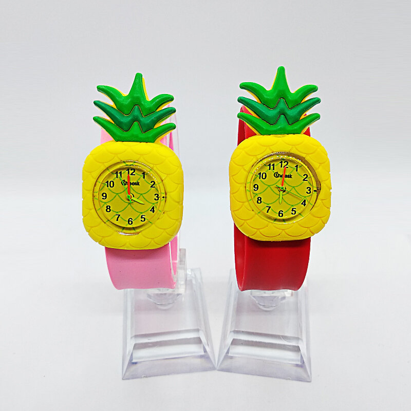Relojes deportivos de silicona para niños y niñas, pulsera analógica con diseño de piña y fruta de dibujos animados, a la moda, 2018