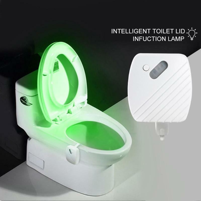1x Human Motion Activated Sensor LED Toilet Light Battery Operated Night Lamp BT