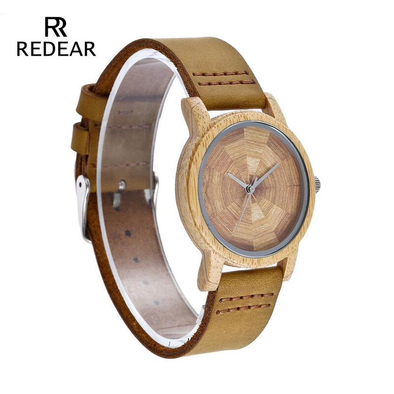 OEM Custom LOGO Love's Bamboo Watches No Scale Brown Leather Watch Strap Sport Watches for Love's Gift Item