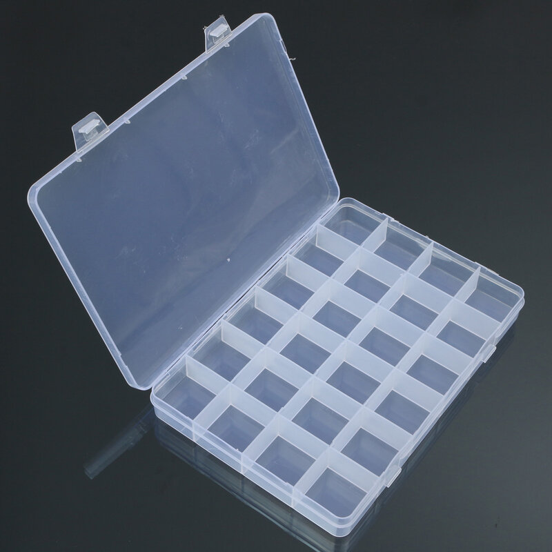 24 отсека пластиковый ящик чехол для хранения ювелирных изделий из бисера контейнер для рукоделия Органайзер