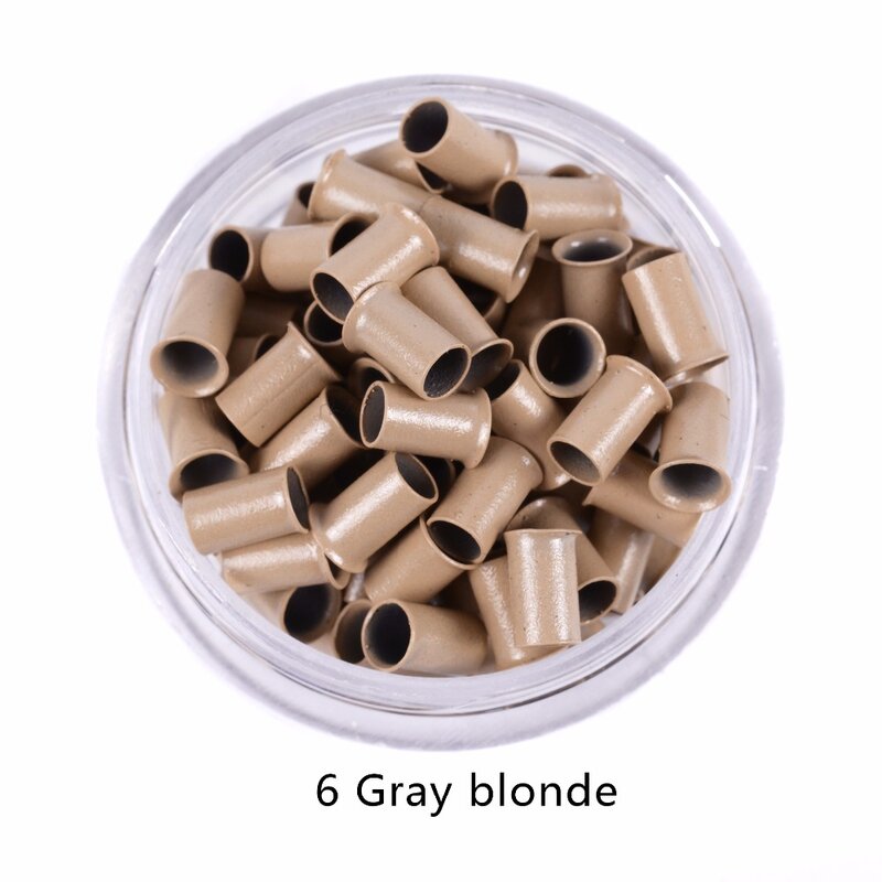 Fare Euro Lock Copper Tubes, Micro Anéis Links, Beads para Stick I, Tip extensões de cabelo, 7 cores opcionais, 3.4x3.0x6mm, 1000pcs