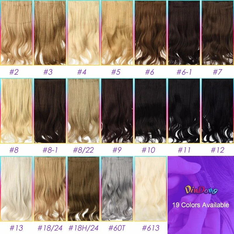 DinDong-Clips en extensiones de cabello, cabello ondulado sintético de 32 pulgadas, 210G, resistente al calor Premium, n. ° 613, Marrón Rubio, 19 colores disponibles