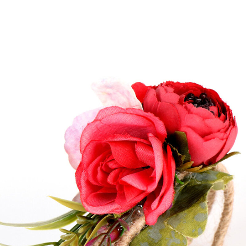 Druhna sztuczny bukiecik na nadgarstek panny młodej Woodland stanik słomy bransoletka mankietowa na imprezę na ślub bal akcesoria ręcznie kwiaty