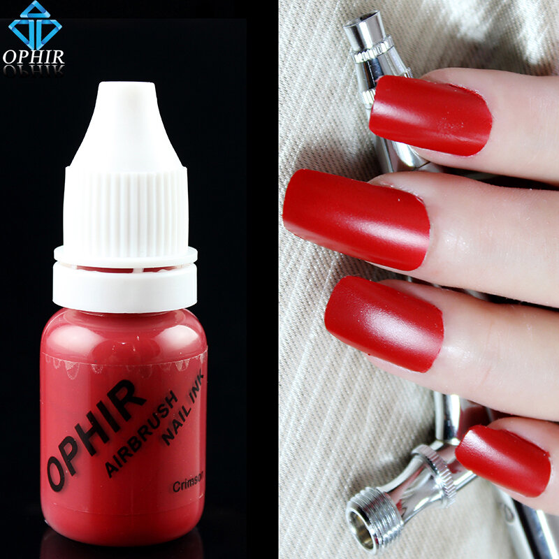 OPHIR Airbrush Nail Ink for Nail Stencil Art Polishing 10 ML/Bottle Temporary Tattoo Pigment _TA098(1-12)