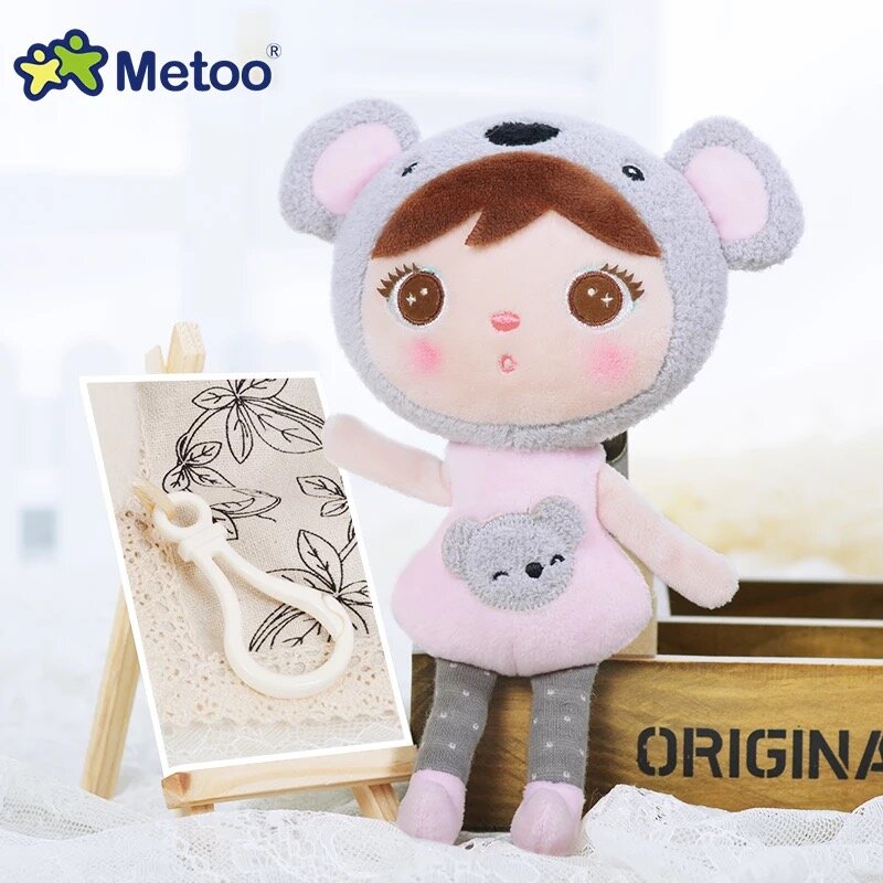 Metoo Jibao Mini Backpack Pendant for Children, Baby Angela Plush Toys, Decoração do carro Mini Cartoon, Presentes de Natal da menina, 22cm, 17cm