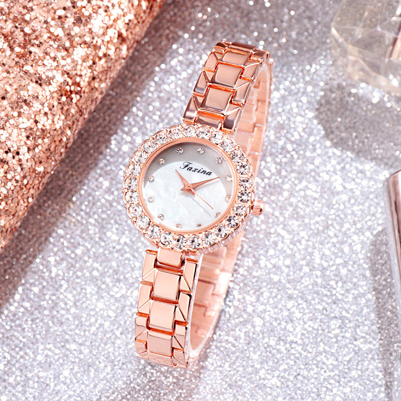2PCS/Set Bracelet Watch Set Elegant Simple Rhinestone Women Ladies Watches Montre Femme Charm Bracelet Relogio Feminino Clock