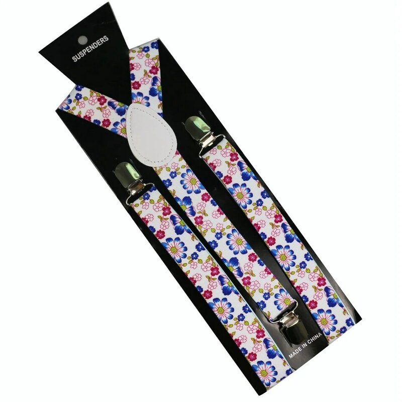 2019 Mới Màu Tím Hoa Hồng Hoa Có Thể Điều Chỉnh Mens Womens Unisex Clip-on Suspenders Unisex Elastic Y-Shape Niềng Răng
