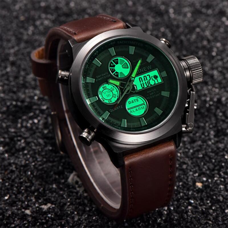 XINEW Men Watch Sport Military Army LED Watches Stainless Steel Watches Men Clock Horloges Mannen Wristwatch Mens Quartz-watch