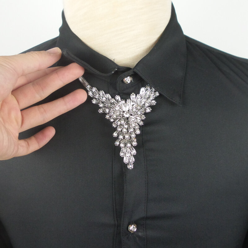 送料無料の韓国新ダイヤモンド男性のリングチェーンシャツネックレスシャツアクセサリー推進