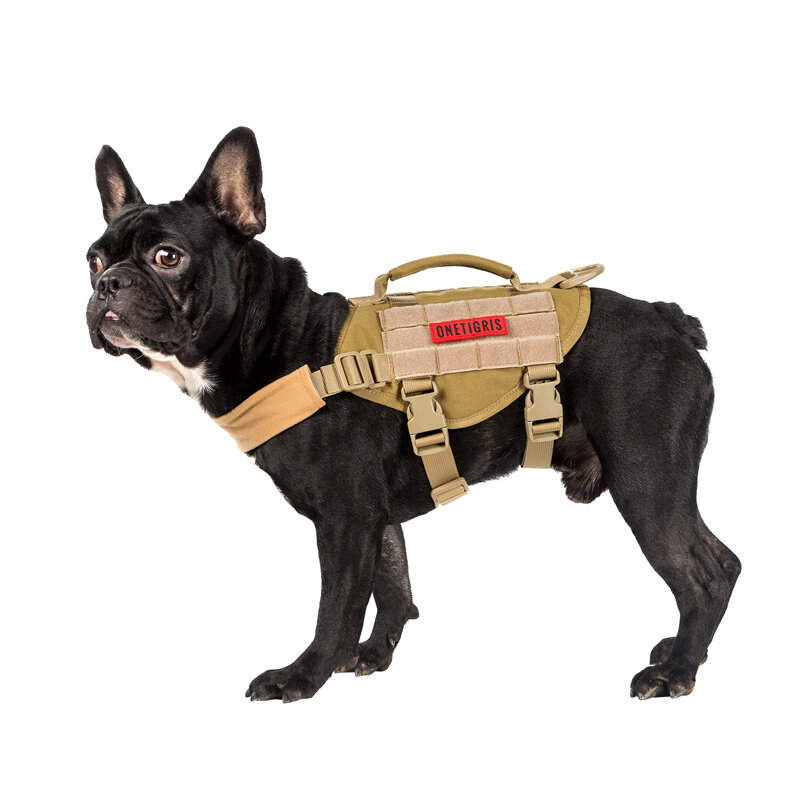 OneTigris MOLLE Berukuran Kecil Anjing Rompi untuk Berjalan Hiking Berburu Taktis Militer MOLLE Pelatihan Harness untuk Anjing