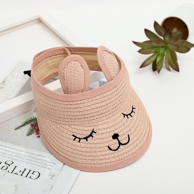 MAERSHEI-sombrero de paja vacío con forma de gato para niños, sombrero informal coreano, protector solar para playa