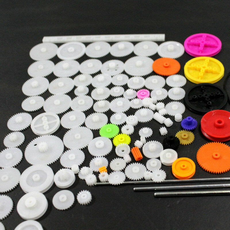 JMT-caja de engranajes de plástico para Motor, polea, gusano, para Robot de juguete, modelo de barco, de cuatro ruedas, experimento científico, 106 Uds.