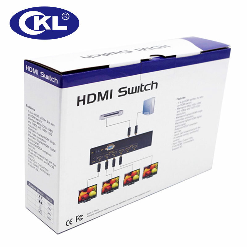 Switch divisor hdmi 4 em 4 saídas, suporte remoto rs232 ir 3d 1080p para ps3 ps4 xbox 360 pc dv dvd hdtv metal