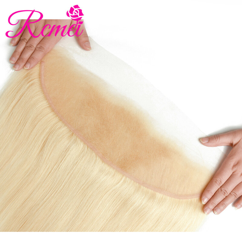 RCMEI − Perruque brésilienne lisse, qualité remy, blond 613, 13x4, 1B/613, avec bonnet en dentelle, avec baby-hairs