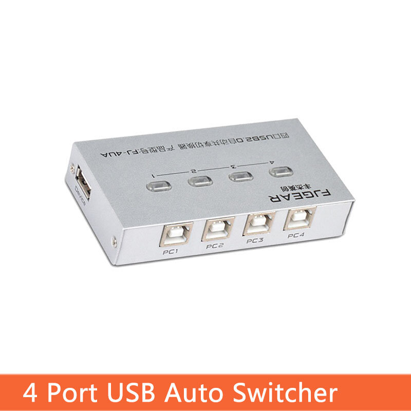 Selector de caja de interruptor USB de 4 puertos, Auto afilador, cuatro entradas y uno fuera, múltiples computadoras, comparte un dispositivo de impresora USB FJ-4UA