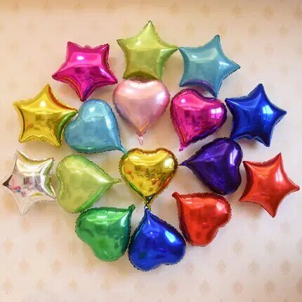 10/20pcs/lot 5/10inch Star Heart Foil Balloons Wedding Birthday Party Backdrop Decor Air Inflatable Globos Child Gift Toy Supply