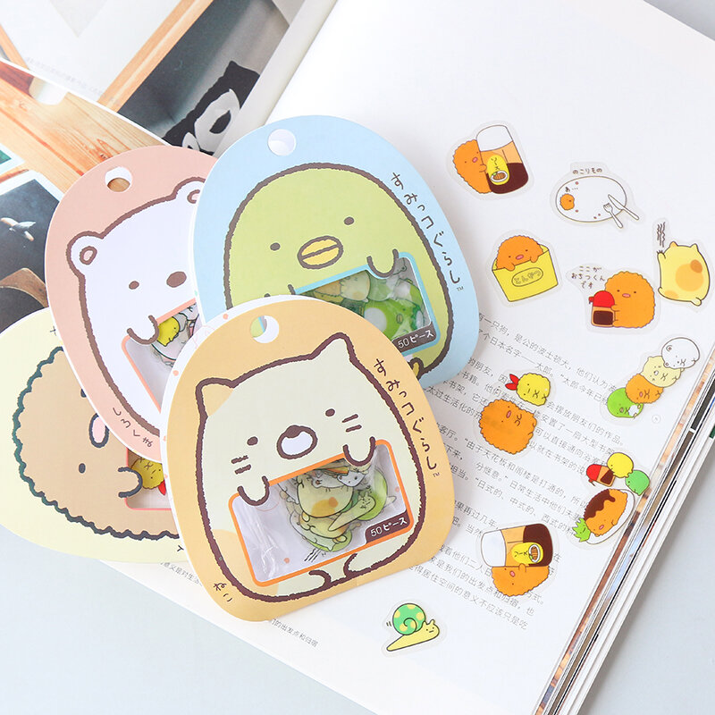 50 buah/bungkus Kawaii Stiker DIY Lucu Kartun Stiker PVC Kucing Indah Beruang Stiker Untuk Diary Dekorasi