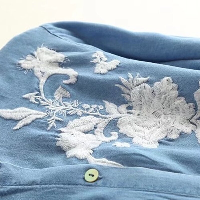 Bestickte bluse shirt tops 2018 für frauen weibliche damen elegante bluse shirt mit stickerei frauen tops und blusen DD1494 S