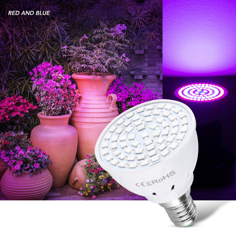 Lámpara LED de espectro completo para crecimiento de plantas, iluminación interior, luces de crecimiento, sistema hidropónico E27, 80LED, 220V